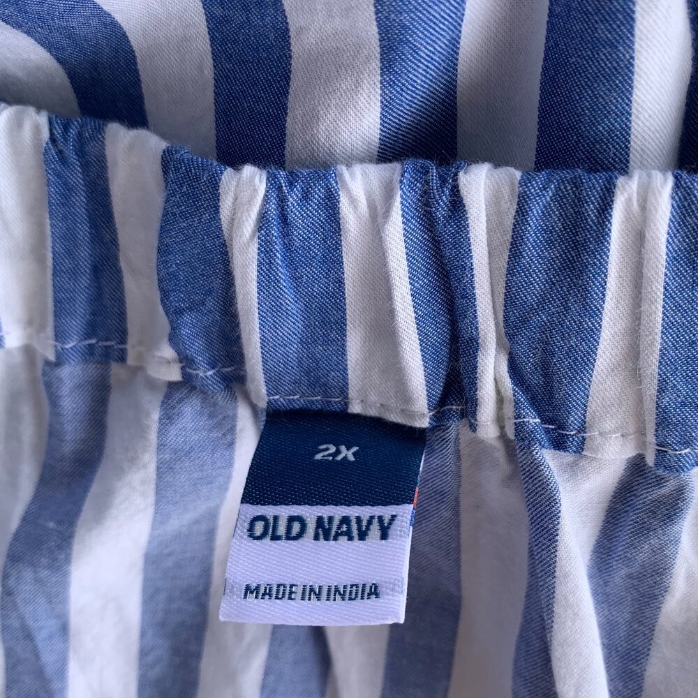 Dropped-Waist Midi Skirt Color: chambray/blue stripe SIZE 2X - Picture 8 of 8